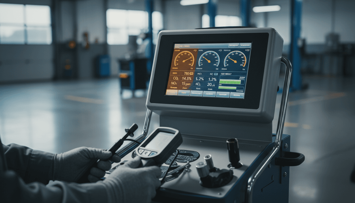 Certified smog inspection diagnostic equipment in use